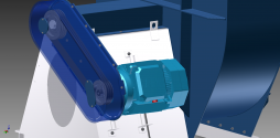 FBCP210-925, L90, Belt Drive No 9 cw 22kw..png - View From Back - Close up of Motor - Clear Guard